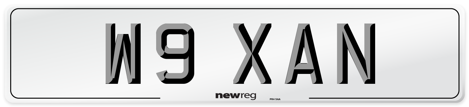 W9 XAN Number Plate from New Reg